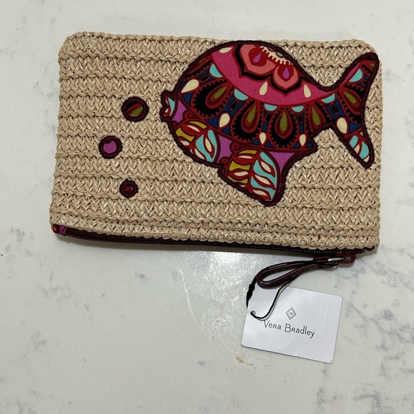 Vera Bradley Tan Fish Design Clutch - Picture 1 of 8